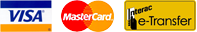 logo of major credit cards VISA, MasterCard, and e-Transfer accepted by PartyTree